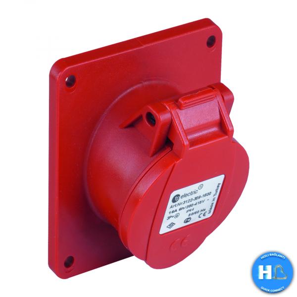 CEE Anbausteckdose mit QuickConnect 83x90mm 5P 16A 6h IP44